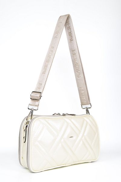 MORCA Women's Cross Strap Shoulder Bag Beige Patent Leather