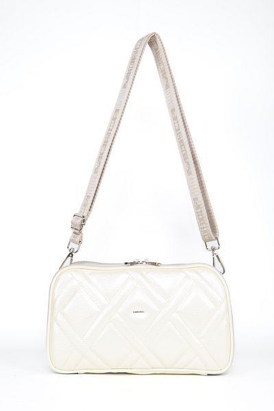 MORCA Women's Cross Strap Shoulder Bag Beige Patent Leather