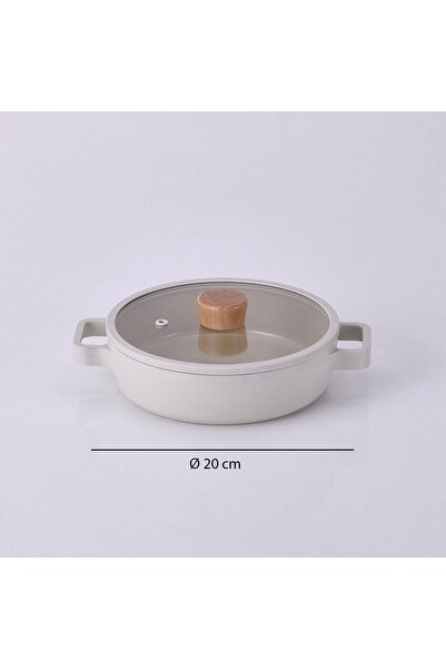 NEOFLAM Fika Cast Aluminum Saucepan with Glass Lid 20 cm Beige