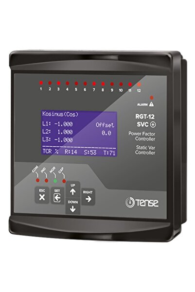 TENSE RGT-12SVC 12 Kademe, SVC Uyumlu, Grafik LCD Ekranlı Trifaze Reaktif Güç...