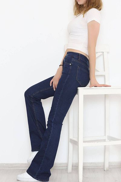 geenz manifacture Navy Blue Flare Leg Džíny s vysokým pasem Power Lycra Fiting
