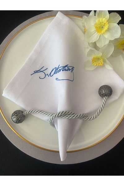 Zeren Home Șervețel de prezentare Ataturk Signature brodat Care Free Service 40x40 - 2 buc.