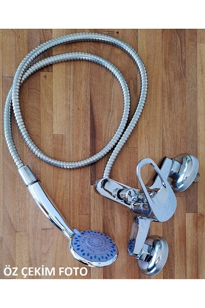 Depolife Bathroom Shower mixer hot cold mix Bath fountain and Spiral Hose and nozzle set brass