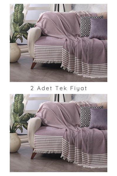 Lux Touch Husa de canapea cu 2 locuri Olympos Plum - 180x200 cm din bumbac canapea extensibila divan fotoliu