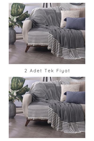 Lux Touch Husă pentru canapea cu 2 locuri Olympos, neagră - 180x200cm Husă pentru fotoliu canapea extensibilă din bumbac