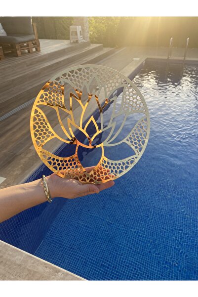 Zen Ahşap Tasarım gold pileksi lotus çiçeği duvar aksesuarı