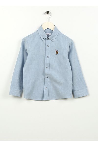 U.S. Polo Assn. ΒΑΣΗ. Polo Assn. Ανδρικό πουκάμισο γαλάζιο AKISKIDS023K