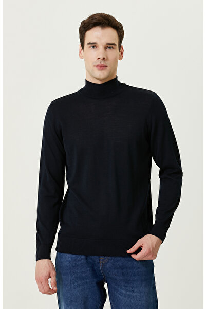 Network Yarım Balıkçı Yaka Lacivert Triko Kazak