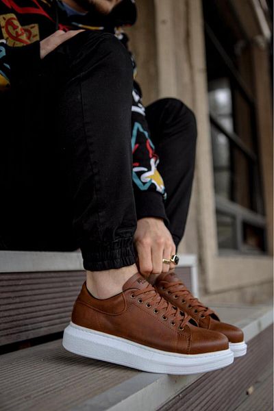 BZ Moda B044 BT Мъжки маратонки с връзки и ортопедична подметка, кафяви