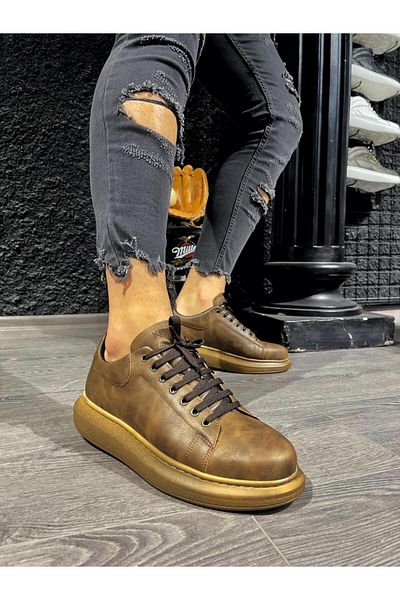 BZ Moda B044 KT Lace-Up Orthopedic Sole Ανδρικά αθλητικά παπούτσια καφέ