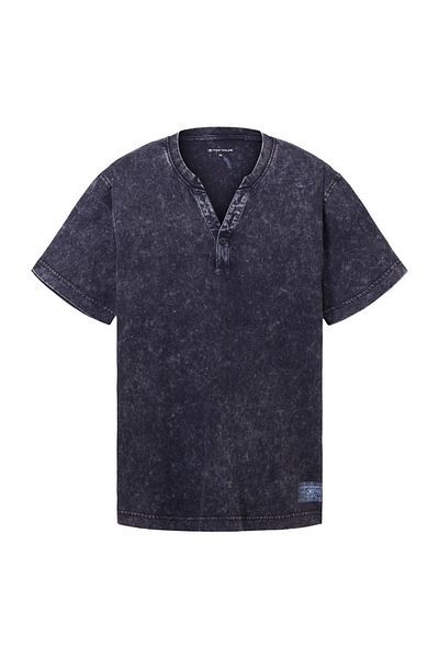 Tom Tailor Henley-Ausschnitt und ausgewaschener Optik ile T-Shirt Kurzarmshirt