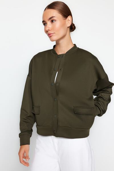 Trendyol Collection Khaki Pocket részletes pattintható gombos búvárkabát TWOAW24CE00003
