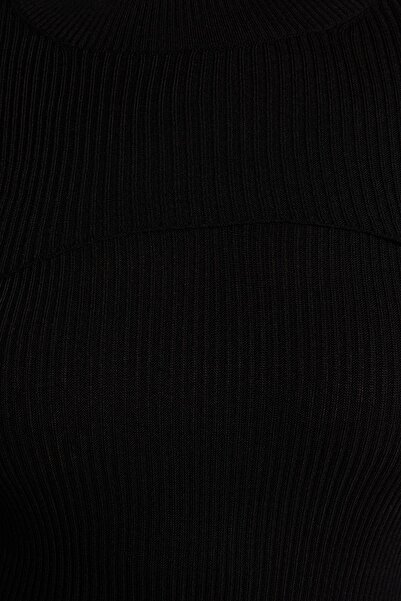 Trendyol Curve Μαύρο μίντι πλεκτό σετ φόρεμα και πουλόβερ Crop - TBBAW24AH00004