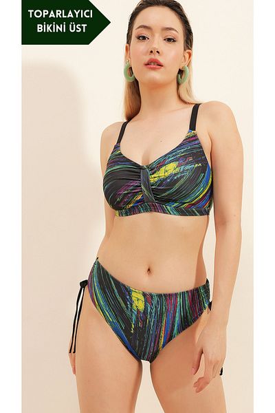 MY'KİNİ Striped Double Breasted Recovery Bikini Top