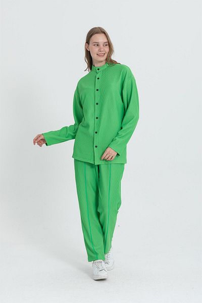 Rocqerx R-4332 Judge Collar Shirt Waist Elastic Trousers Wide Ottoman Set