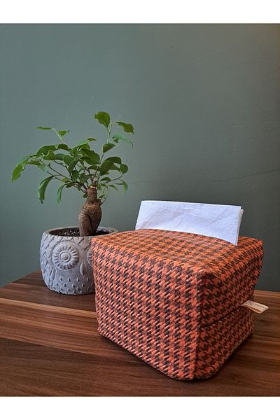 Tasarım Sentezi Handmade Napkin Holder Wet Wipes And Accessory Case Bag Orange