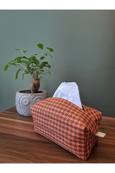 Tasarım Sentezi Handmade Napkin Holder Wet Wipes And Accessory Case Bag Orange