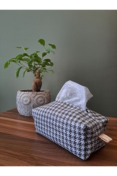 Tasarım Sentezi Handmade Napkin Holder Wet Wipes And Accessory Case Bag Gray