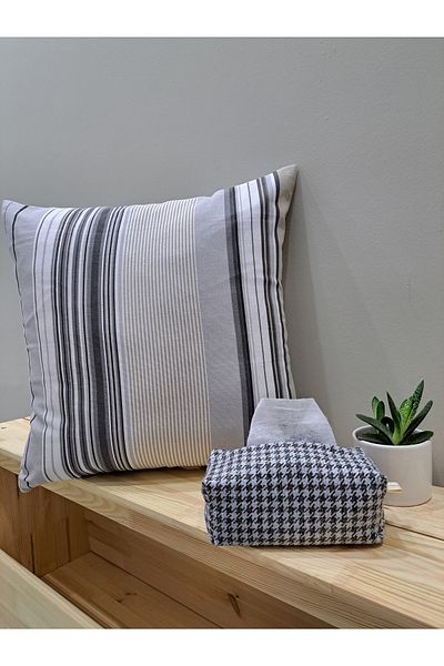 Tasarım Sentezi Handmade Napkin Holder Wet Wipes And Accessory Case Bag Gray