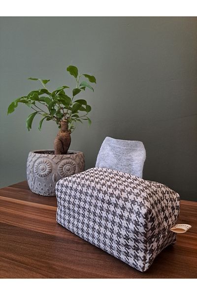 Tasarım Sentezi Handmade Napkin Holder Wet Wipes And Accessory Case Bag Light Brown