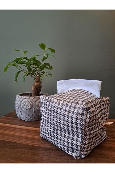 Tasarım Sentezi Handmade Napkin Holder Wet Wipes And Accessory Case Bag Light Brown
