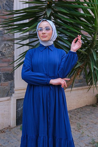 LOCCO Φόρεμα με κορδόνι στη μέση Navy Blue