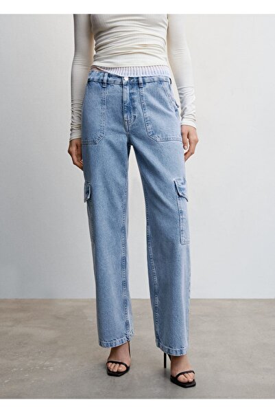 MANGO Woman Pantaloni Cargo Jean cu buzunare