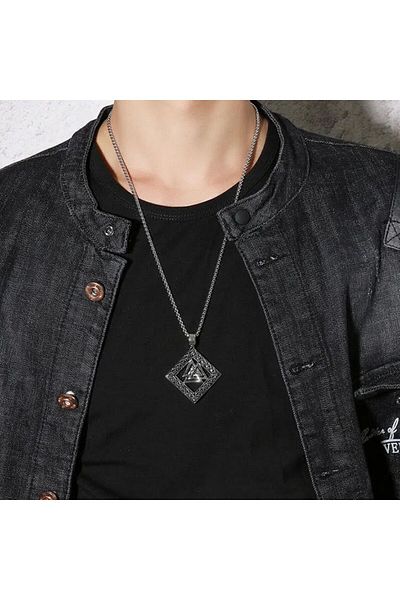 MOTTO 316l Stainless Steel Viking Triangle Men's Necklace