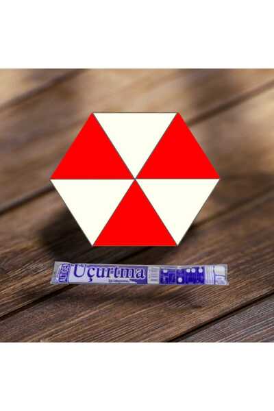 ThreeMB Toys Altıgen Kesim Uçurtma (Kırmızı-Beyaz)