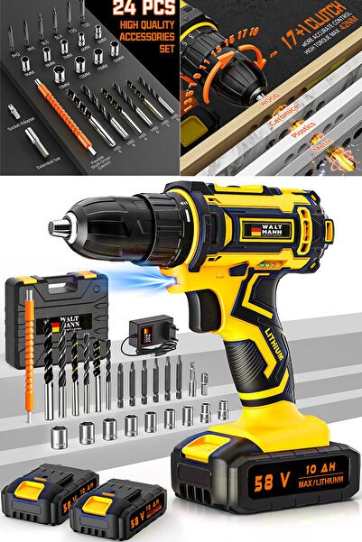 WaltMann Germany XR Yellow 58 V 10 Amper Smart Lİ-ON Bakır Şanzuman Akülü Vid...