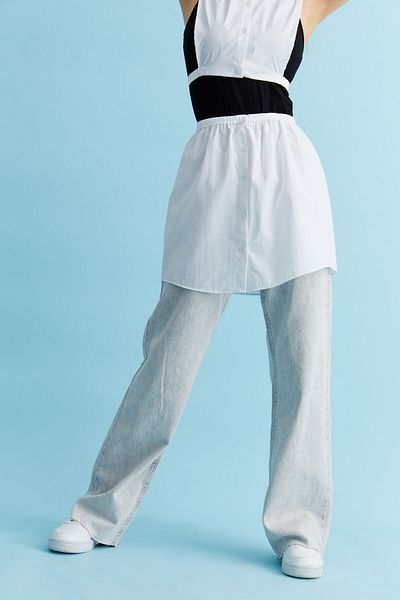 mirach White Poplin Shirt Underwear and Skirt - Buttoned Lengthener