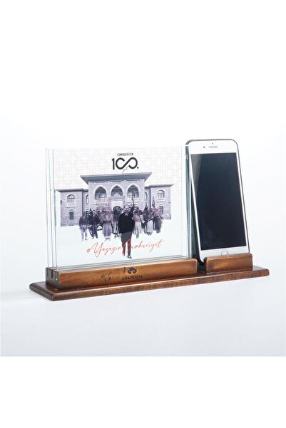 Anadolia 100. Yıl Anısına Takvimli Telefon Destekli 3 Boyutlu Dekoratif Cam Obje