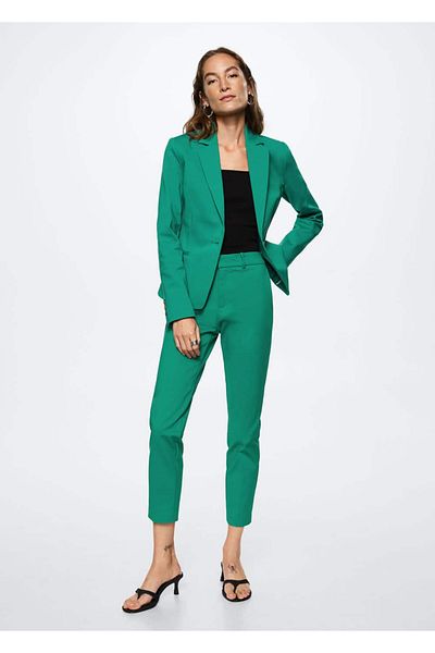 MANGO Woman Pantaloni slim din material textil