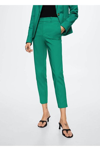 MANGO Woman Pantaloni slim din material textil