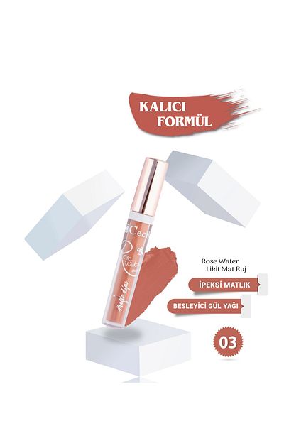 Cecile Rose Water Make Up Matte Lips 03