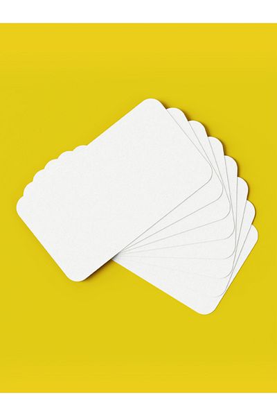 DERELİ MATBAA White Note Card Word Tag Boxed 100 Pieces Custom Oval Cut