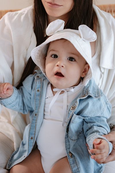 Meymen Baby Canvas Ear Bucket Hat Baby Off White