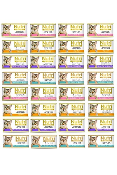 Nutri Feline 4 Çeşit Karışık Tahılsız, Glutensiz, Doğal Kedi Konservesi 32 Adet 85 gr