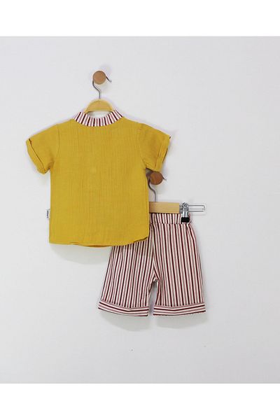 TRENDİMİZBİR Elephant Embroidered Muslin Baby Boy Suit