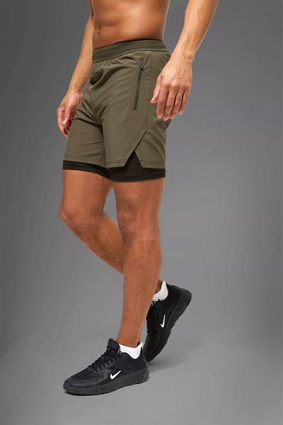 Man Of Man Σορτς με χακί Unisex Gym and Fitness κολάν