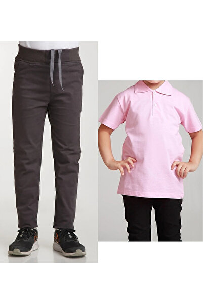 BLUEMOOR Унісекс дитячі рибана штани з поясом з льону, кольору димчастого, дл...