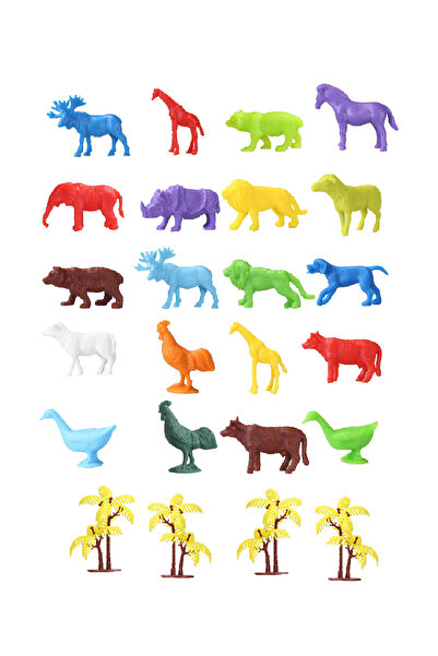 Toyaş Toy Play 24 Parça Renkli Mini Vahşi Hayvanlar ve Çiftlik Hayvanları Fig...