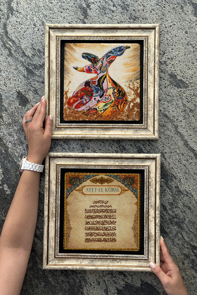 Oscar Stone Decor Çerçeveli Taş Duvar Dekoru Tablo 30x30cm 2'li Set (463-60) ...