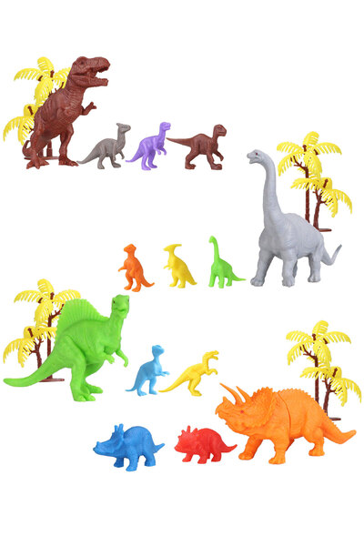 Toyaş Toy Play 18 Parça Büyük ve Mini Yavru Dinozorlar Hayvan Seti SKU713-683