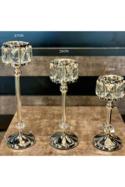 decovien Şamdan 3lü Set Gümüş