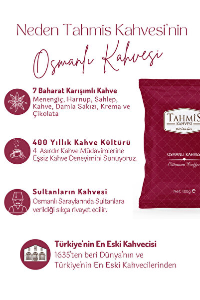 Tahmis Traditional Turkish Coffee Set 100 G (OTTOMAN-TURKISH-DIBEK) Assortments