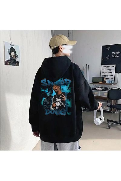 Gofeel Harajuku Oversize Loose Fit Vintage Tech Snoop Dogg Blue Detail Sweatshirt
