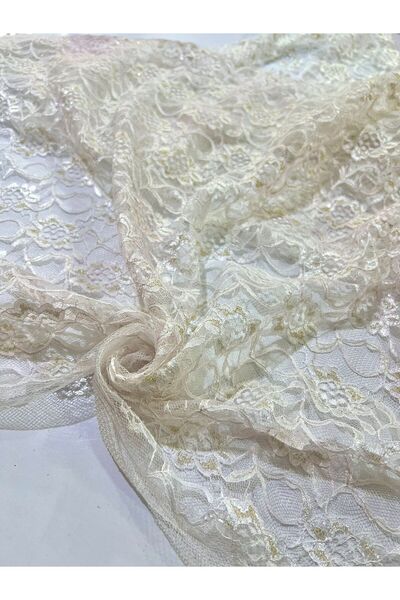 İzmitkumaş ekru gold güpür kumaş esnek ince kumaş eni 1,50 mt çift en