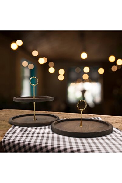 Rabo Craft 2-Tier and Single-Tier Round Handle Pattern Cake Pastry Presentation and Serving Presentation Plate