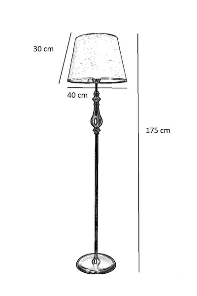 Lampada Roma Black Metal Lambader - Hasır